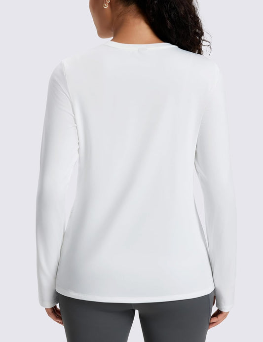 MAGCOMSEN Women's Thermal Long Sleeve Base Layer Top: Fleece-Lined, Warm, Athleticwear with Pocket - Ideal for Running & Winter Workouts.