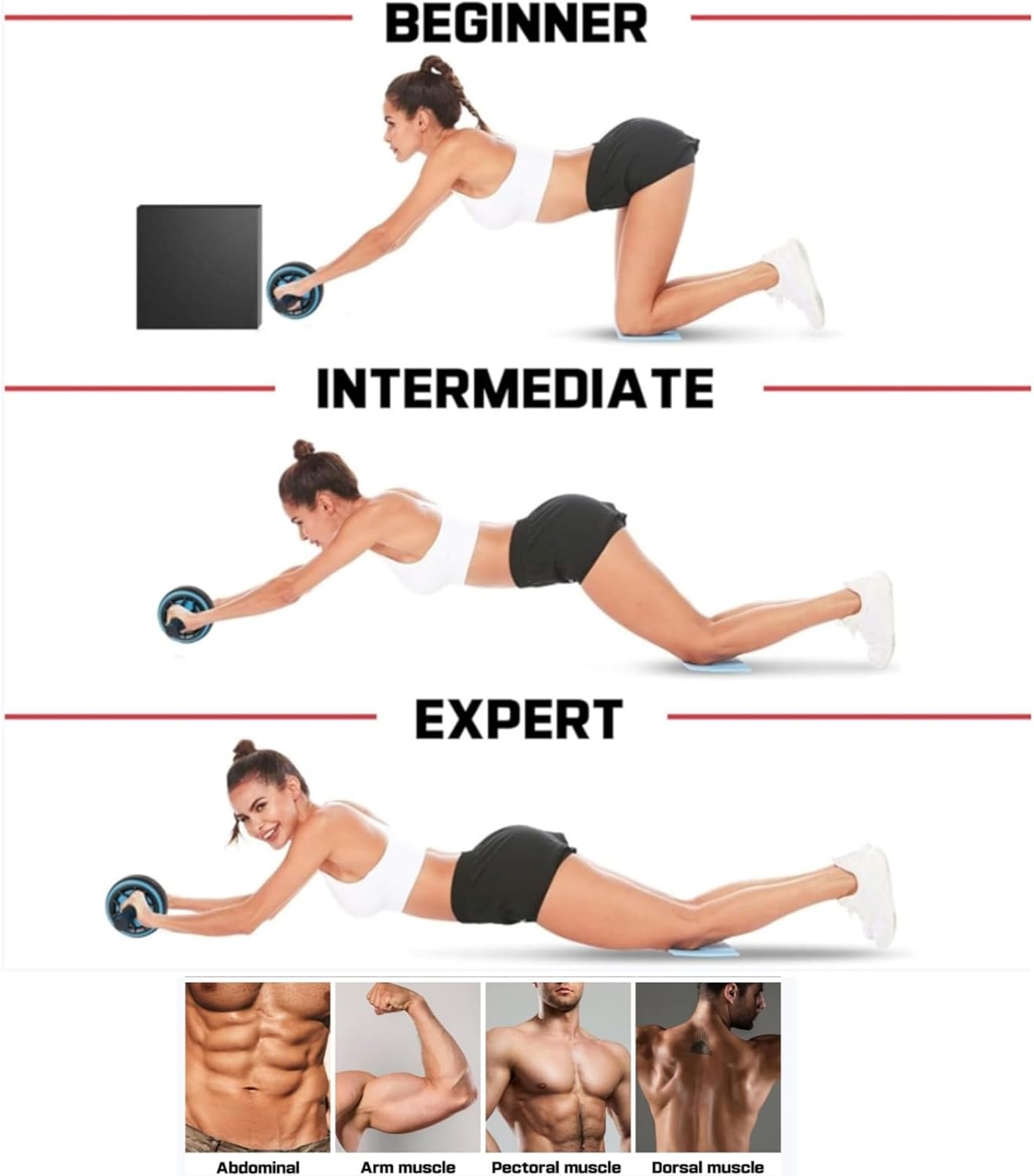 Ab Roller Wheel, Abdominal Wheel for Abdominal Exercise Machine, Arespark Home Gym Equipment for Core Workout, No Noise Ab Roller Exercise Equipment with Knee Mat and Foam Handle