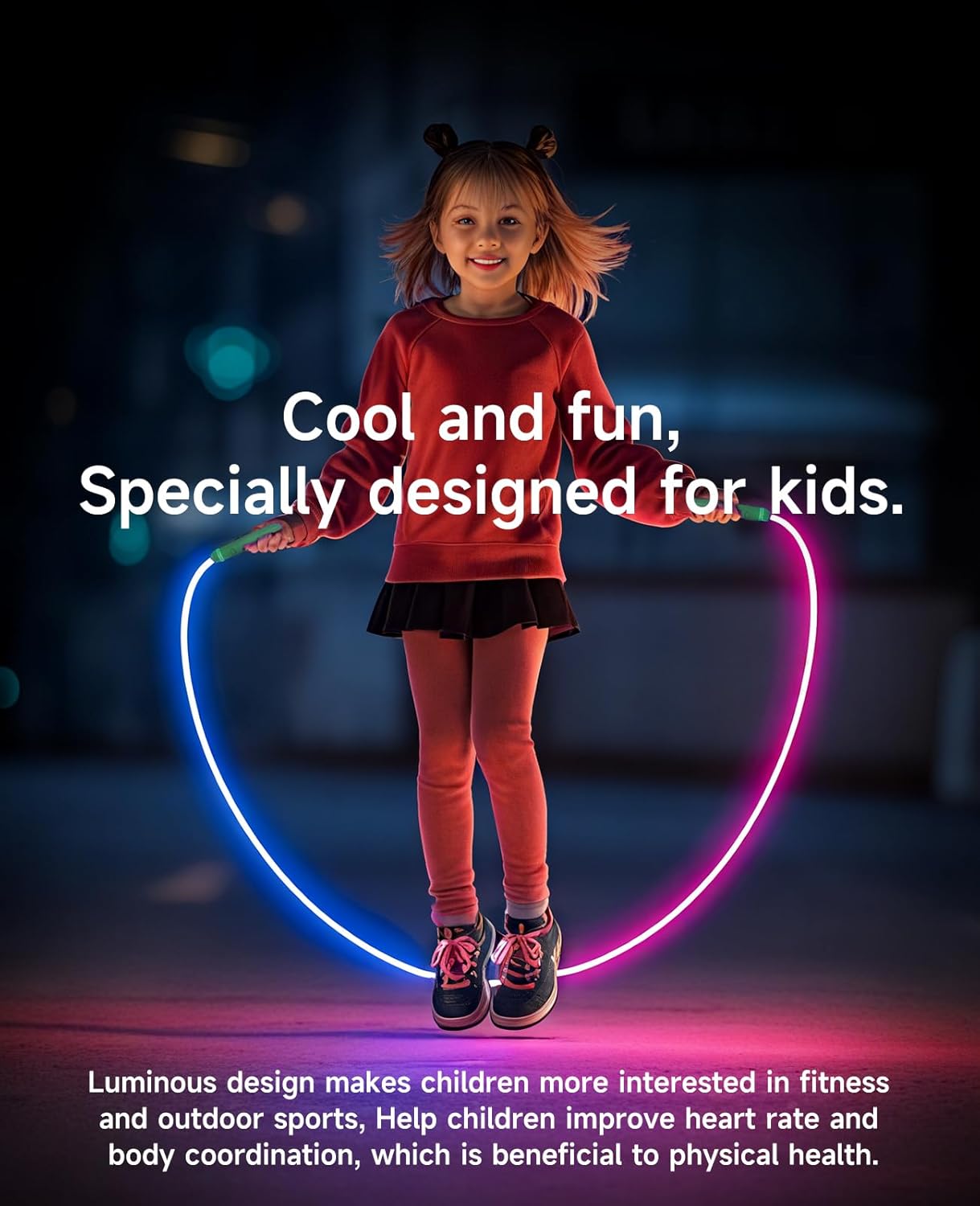 Adjustable LED Jump Rope for Kids & Adults: Colorful, Glowing Skipping Rope for Fitness & Workouts.