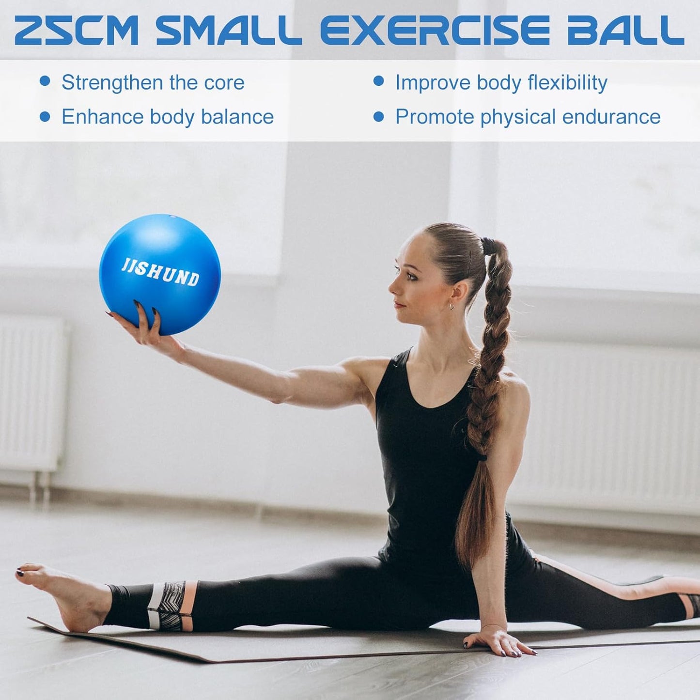9" Pilates Ball for Yoga, Home Gym Workouts & Core Training – Includes Exercise Guide for Balance, Stability & Flexibility Development.