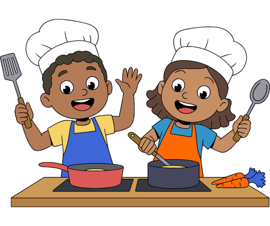 Kids Cooking Cartoon Illustrated