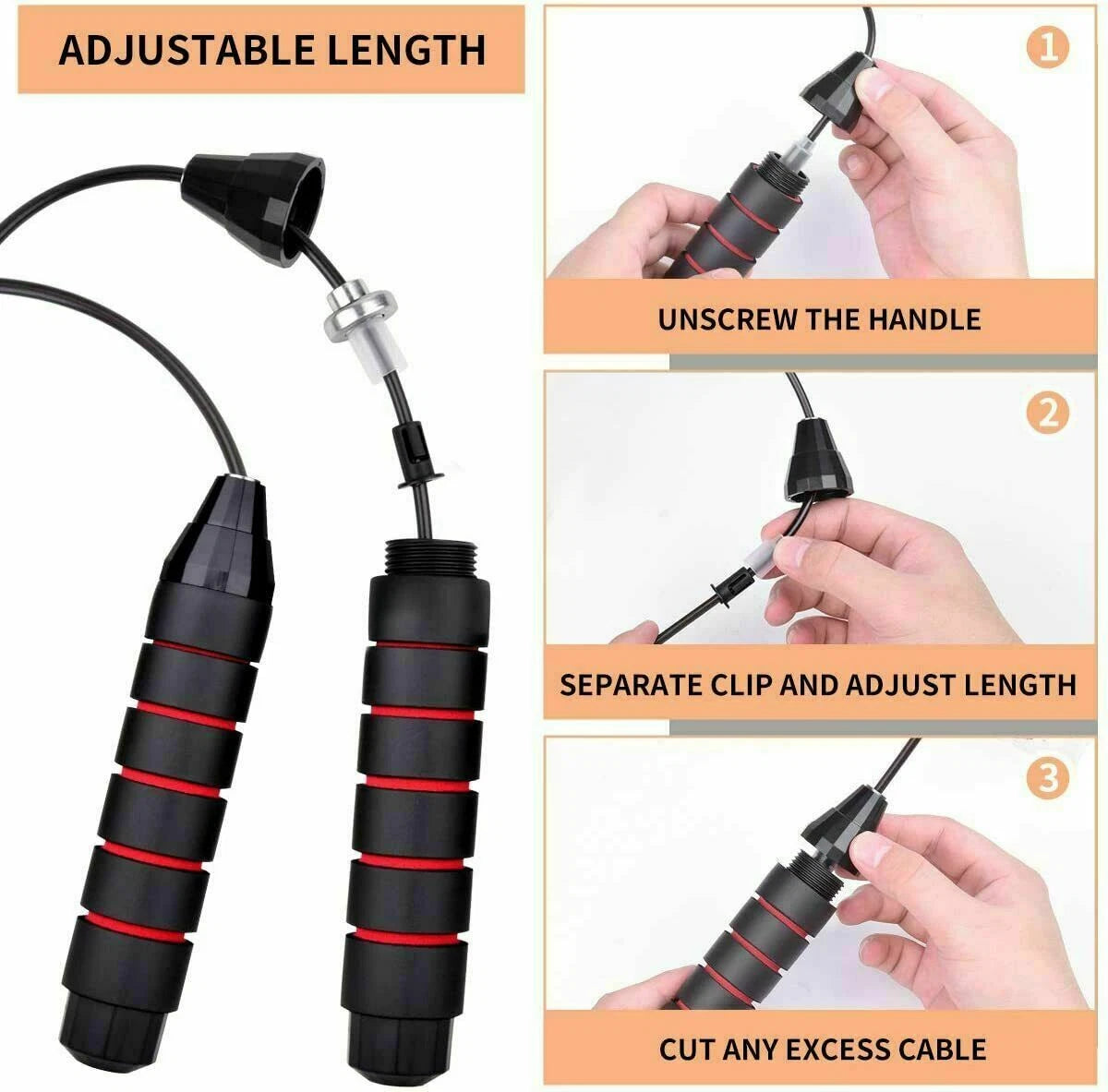 Adjustable Gym Jump Rope - Ball Bearing Speed Rope for Boxing & Aerobic Fitness