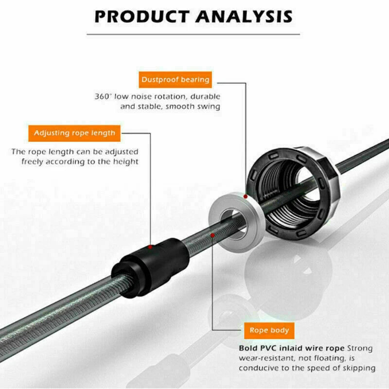 Adjustable Gym Jump Rope - Ball Bearing Speed Rope for Boxing & Aerobic Fitness